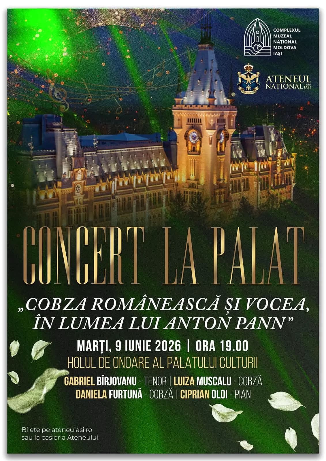 Afiș Concert la Palat — Gloria românească în voce, în lumea lui Anton Pann, Palatul Culturii Iași