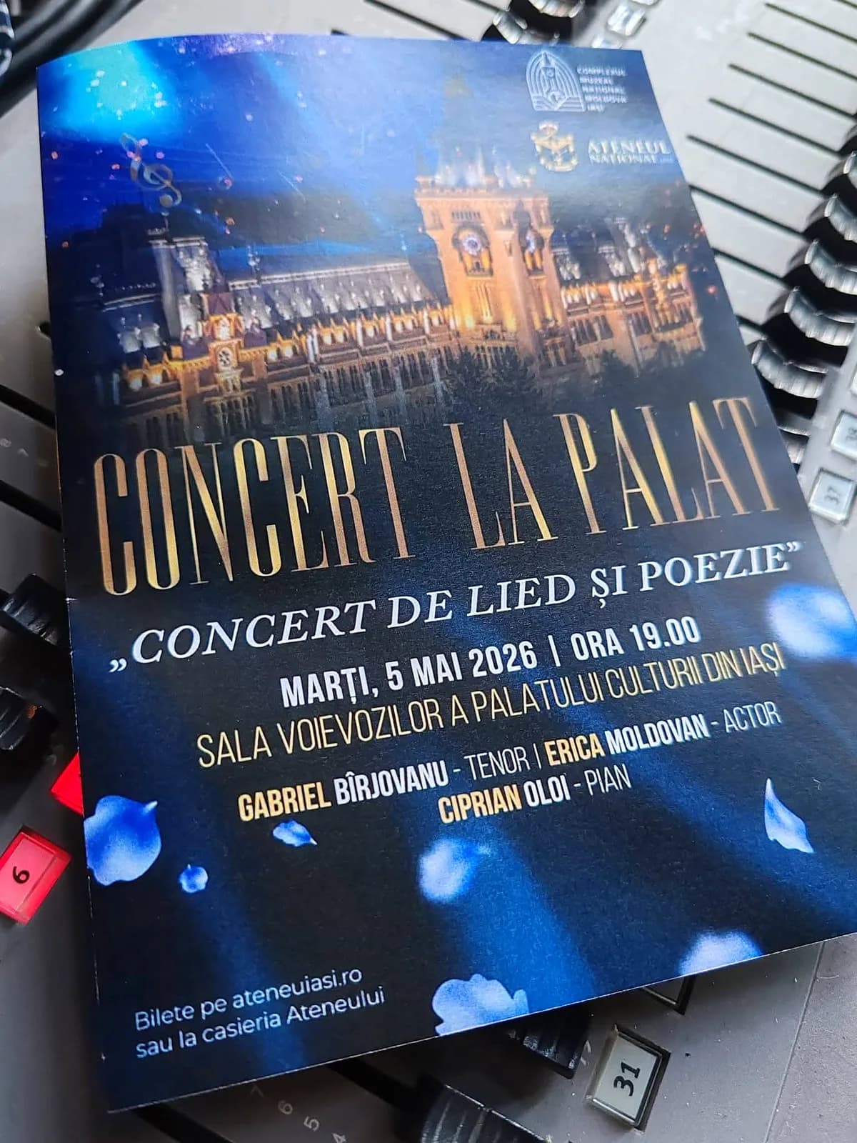 Afiș Concert la Palat — Concert de Lied și Poezie, Palatul Culturii Iași (iunie 2026)