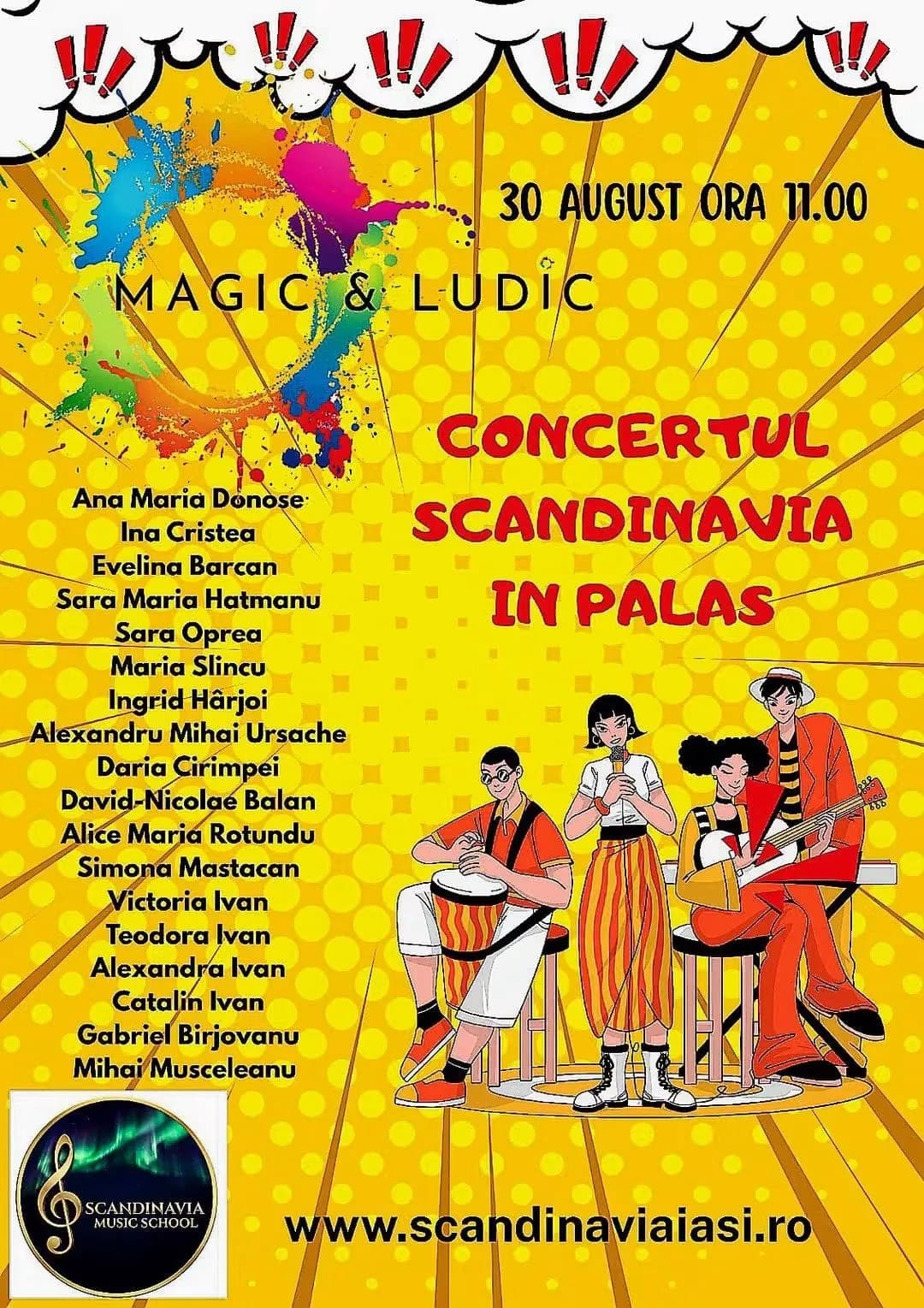 Afișul concertului Magic Ludic al SCANDINAVIA Music School, Palas Iași, 30 august 2026