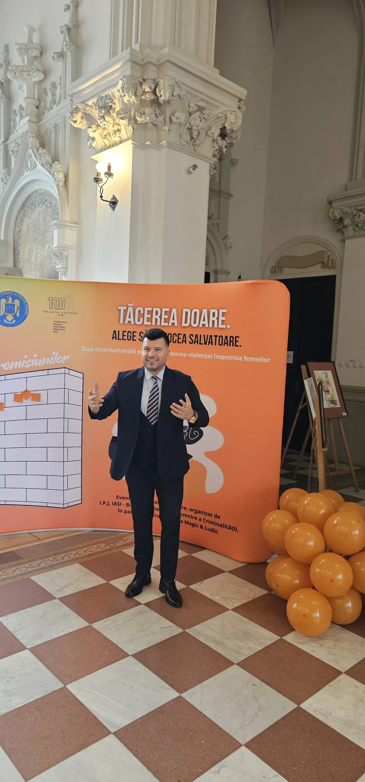 Gabriel Bîrjovanu, fondator SCANDINAVIA Music School, la evenimentul Tăcerea doare organizat de IPJ Iași