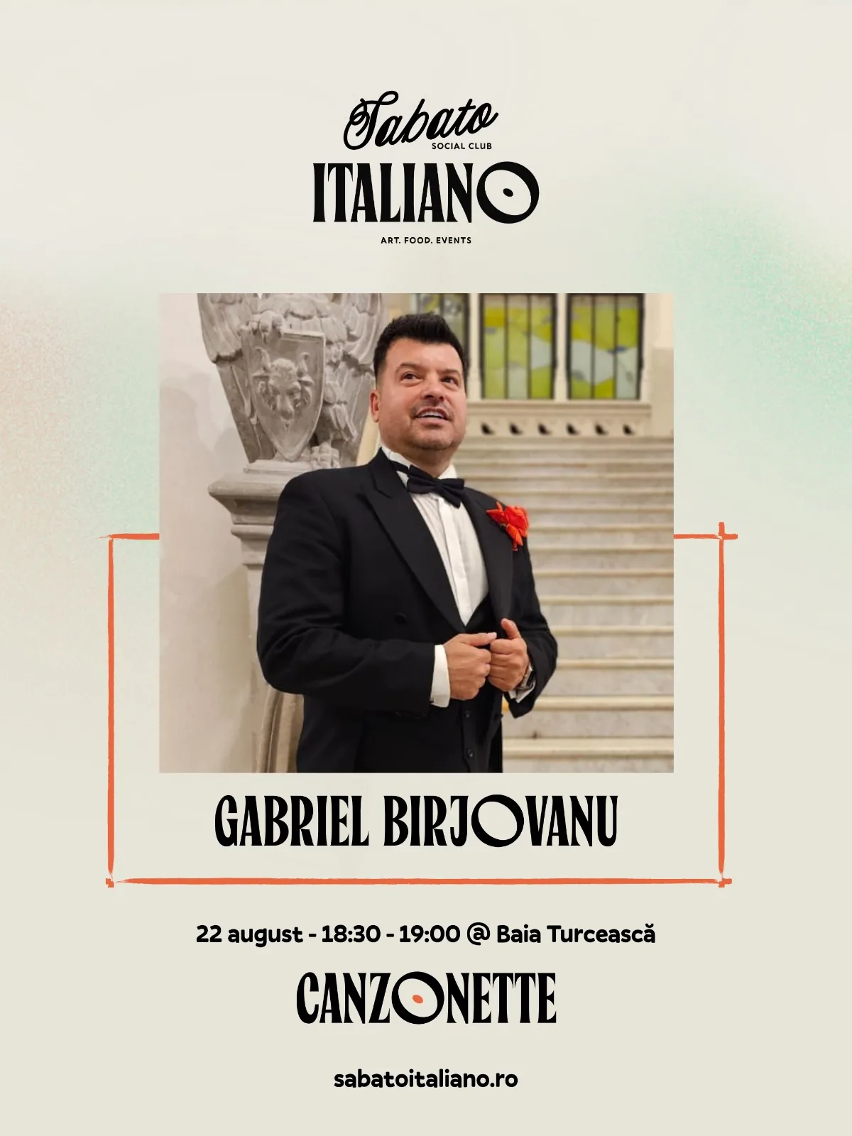 Afișul evenimentului Sabato Italiano de la Casa Kieser din Iași, 22 august 2026